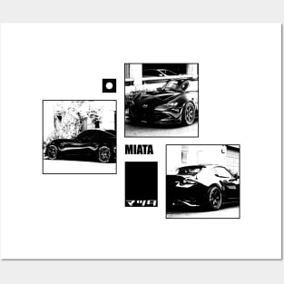 Mazda Miata MX-5 ND Black 'N White Archive Posters and Art
